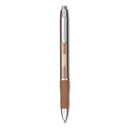 S-Gel Premium Metal Barrel Gel Pen, Retractable, Medium 0.7 mm, Black Ink, Champagne Barrel, Dozen1