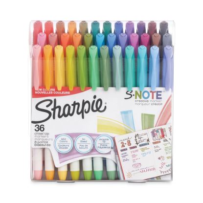 S-Note Creative Markers, Assorted Ink Colors, Bullet/Chisel Tip, Assorted Barrel Colors, 36/Pack1
