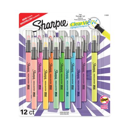 Clearview Pen-Style Highlighter, Assorted Ink Colors, Chisel Tip, Assorted Barrel Colors, 12/Pack1