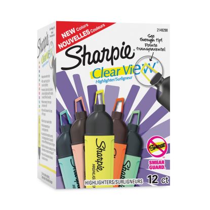 Clearview Tank-Style Highlighter, Assorted Ink Colors, Chisel Tip, Assorted Barrel Colors, 12/Pack1