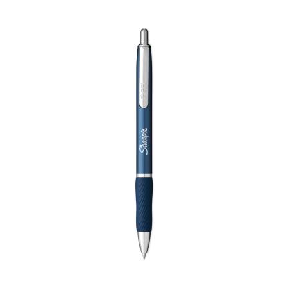 S-Gel Premium Metal Barrel Gel Pen, Retractable, Medium 0.7 mm, Black Ink, Blue Barrel, 4/Pack1