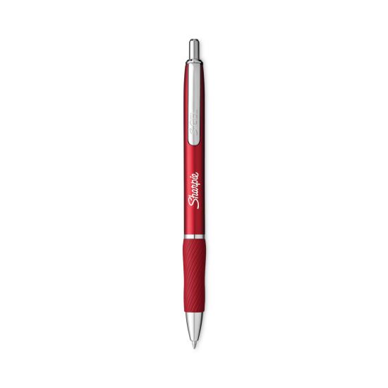 S-Gel Premium Metal Barrel Gel Pen, Retractable, Medium 0.7 mm, Black Ink, Red Barrel, 4/Pack1