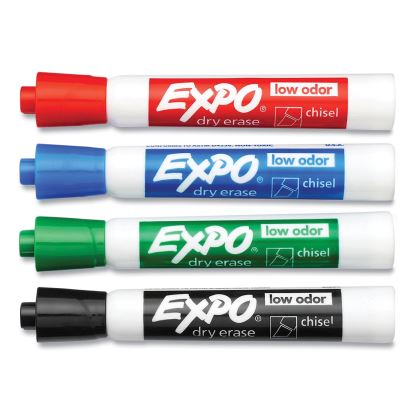 Low-Odor Dry-Erase Marker, Peggable Card, Broad Chisel Tip, Assorted Colors, 4/Pack1