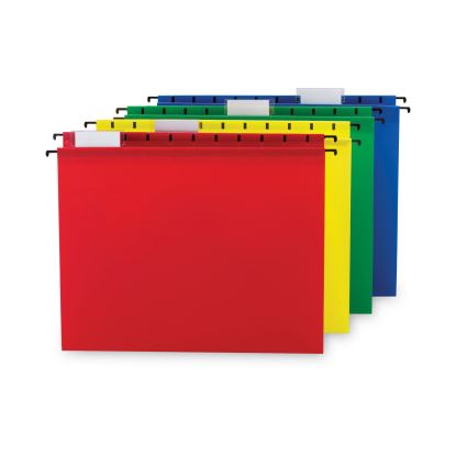 Poly Hanging Folders, Letter Size, 1/5-Cut Tabs, Assorted Colors, 12/Pack1