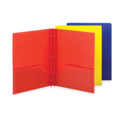 Poly Two-Pocket Folder with Fasteners, 130-Sheet Capacity, 11 x 8.5, Assorted, 6/Pack1