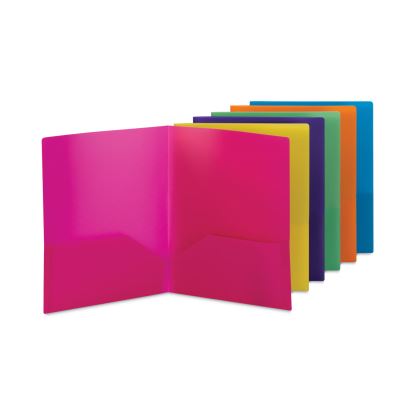 Poly Two-Pocket Folders, 100-Sheet Capacity, 11 x 8.5, Assorted, 6/Pack1