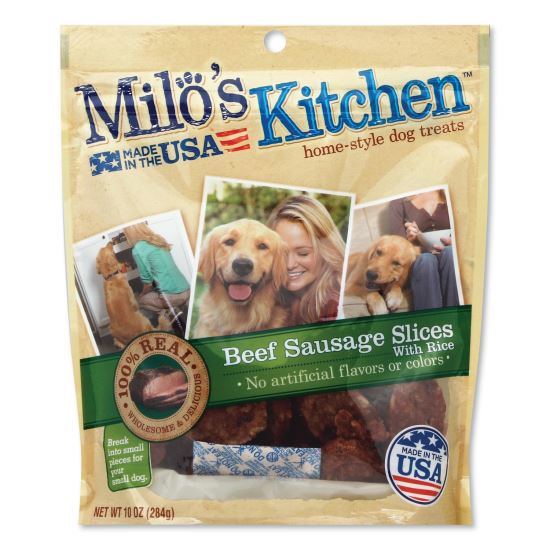 Homestyle Dog Treats, Beef Sausage Slices with Rice, 10 oz Pouch, 5 Pouches/Carton1