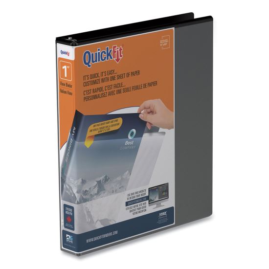 QuickFit D-Ring View Binder, 3 Rings, 1" Capacity, 11 x 8.5, Black1