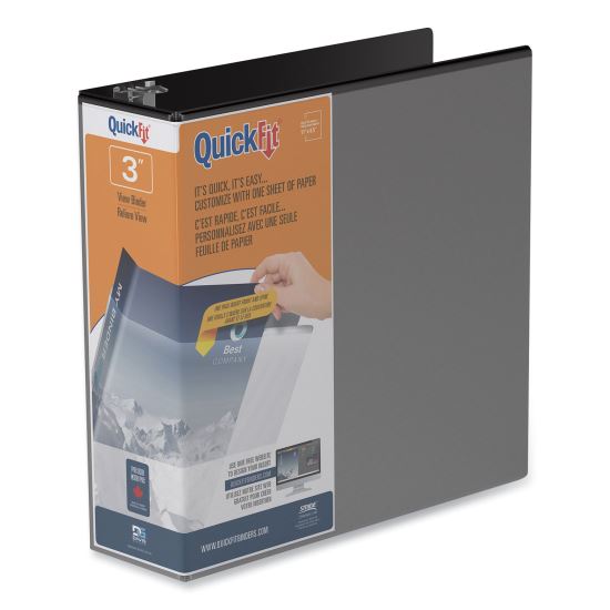 QuickFit D-Ring View Binder, 3 Rings, 2" Capacity, 11 x 8.5, Black1