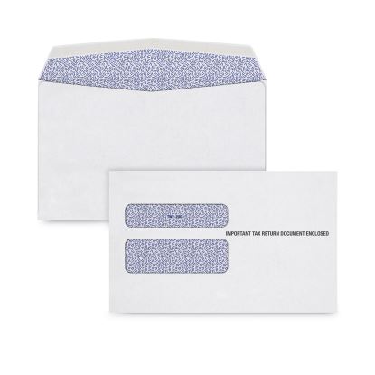 W-2 Laser Double Window Envelope, Commercial Flap, Gummed Closure, 5.63 x 9, White, 100/Pack1