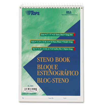 Gregg Steno Pads, Gregg Rule, 60 Green-Tint 6 x 9 Sheets1