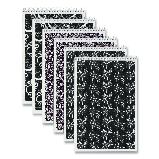 Fashion Steno Pad, Gregg Rule, Assorted Abstract Floral Headband Designs, 80 White 6 x 9 Sheets, 6/Pack1