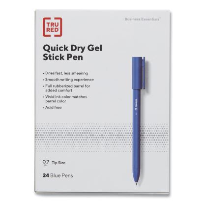 Quick Dry Gel Pen, Retractable, Fine 0.5 mm, Blue Ink, Blue Barrel, Dozen1