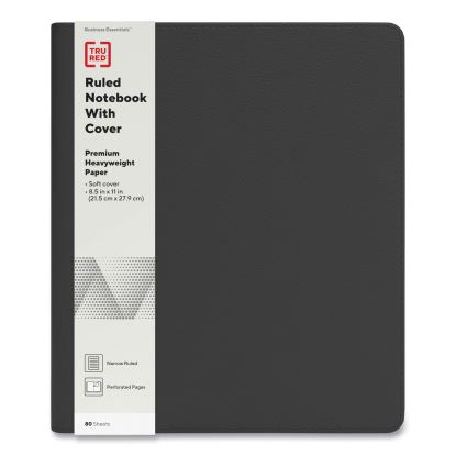 Soft-Cover Notebook Folio Set, 1 Subject, Narrow Rule, Black Cover, 11 x 8.5, 80 Sheets1