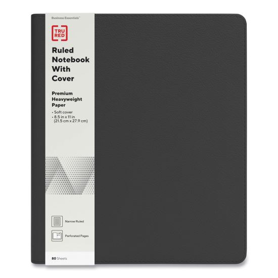 Soft-Cover Notebook Folio Set, 1 Subject, Narrow Rule, Black Cover, 11 x 8.5, 80 Sheets1