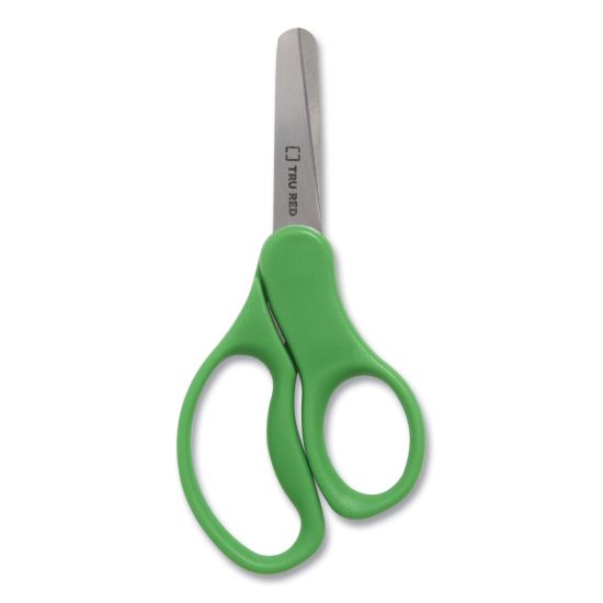 Kids' Blunt Tip Stainless Steel Safety Scissors, 5" Long, 2.05" Cut Length, Green Straight Handles1