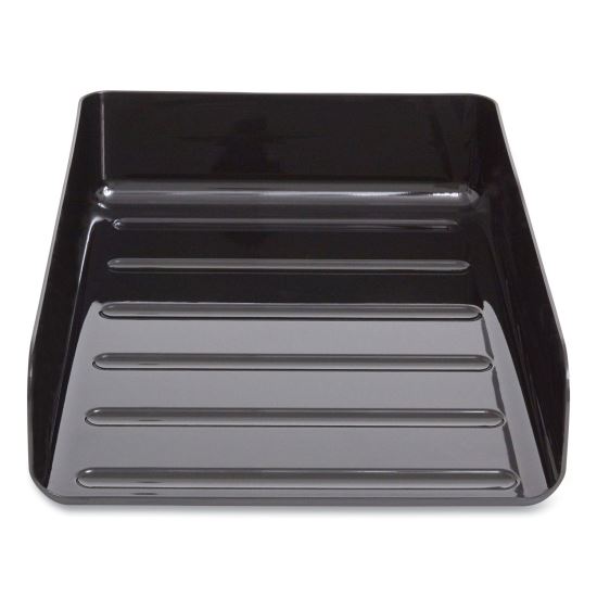 Front-Load Stackable Plastic Document Tray, 1 Section, Letter-Size, 9.81 x 12.56 x 3.01, Black, 2/Pack1