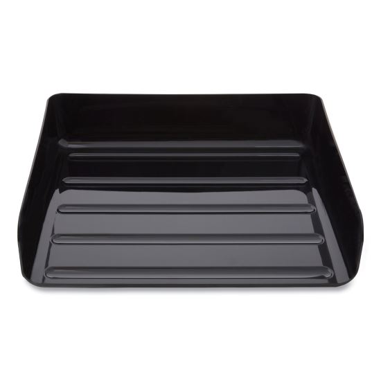 Side-Load Stackable Plastic Document Tray, 1 Section, Letter-Size, 12.63 x 9.72 x 3.01, Black, 2/Pack1