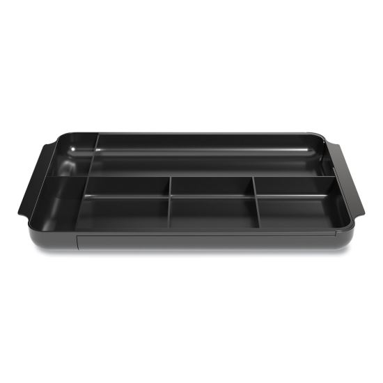 Seven-Compartment Expandable Plastic Drawer Organizer, 12.8 x 8.5 x 1.34, Black1