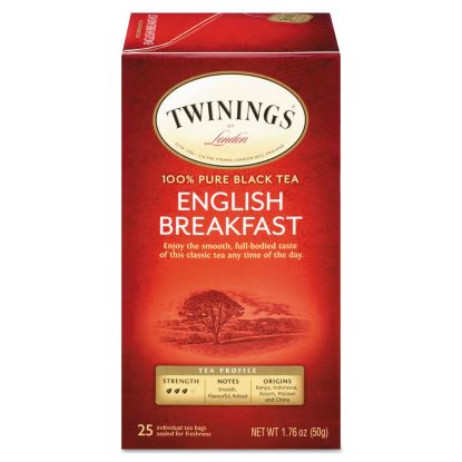 Tea Bags, English Breakfast, 1.76 oz, 25/Box1