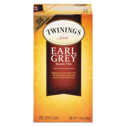 Tea Bags, Earl Grey, 1.76 oz, 25/Box1