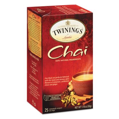 Tea Bags, Chai, 1.76 oz, 25/Box1