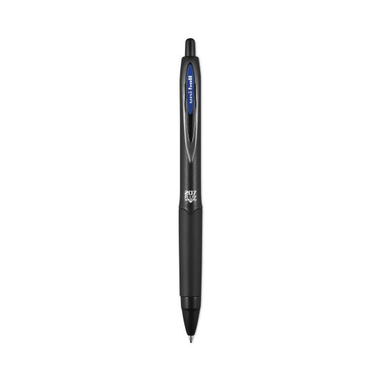 207 Plus+ Gel Pen, Retractable, Medium 0.7 mm, Blue Ink, Black Barrel, Dozen1