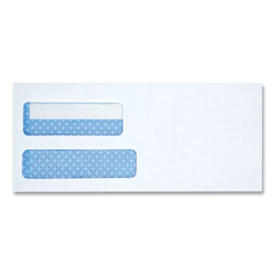 Double Window Business Envelope, #10, Square Flap, Gummed Closure, 4.13 x 9.5, White, 500/Box1