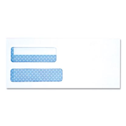 Double Window Business Envelope, #10, Square Flap, Self-Adhesive Closure, 4.13 x 9.5, White, 500/Box1