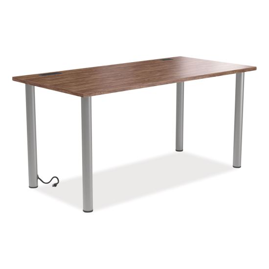 Essentials Writing Table-Desk with Integrated Power Management, 59.7" x 29.3" x 28.8", Espresso/Aluminum1