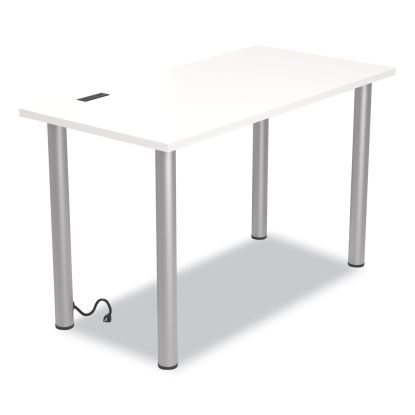 Essentials Writing Table-Desk with Integrated Power Management, 47.5" x 23.7" x 28.8", White/Aluminum1