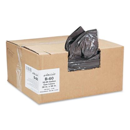 Linear Low-Density Can Liners, 55 to 60 gal, 0.9 mil, 38" x 58", Black, 10 Bags/Roll, 10 Rolls/Carton1