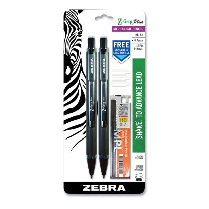 Z-Grip Plus Mechanical Pencil, 0.7 mm, HB (#2), Black Lead, Black Barrel, 2/Pack1