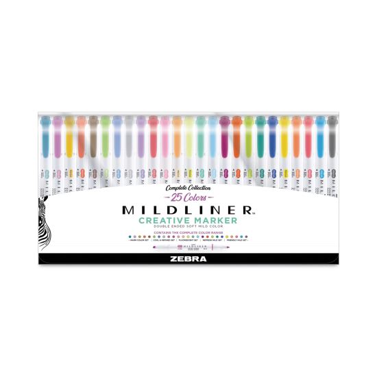 Mildliner Double Ended Highlighter Variety Pack, Asst Ink Colors, Bold-Chisel/Fine-Bullet Tips, Asst Barrel Colors, 25/Pack1