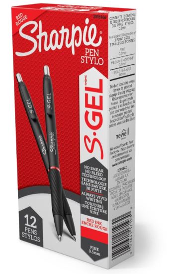 Sharpie 2096166 gel pen Retractable gel pen Fine Red 12 pc(s)1