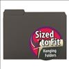 Interior File Folders, 1/3-Cut Tabs: Assorted, Letter Size, 0.75" Expansion, Black/Gray, 100/Box1