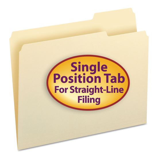 Manila File Folders, 1/3-Cut Tabs: Right Position, Letter Size, 0.75" Expansion, Manila, 100/Box1