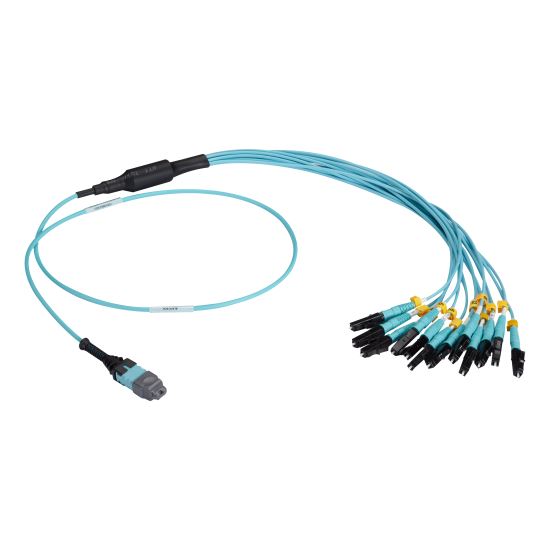 Black Box FOHC20M3MPLC12AQ-3R2 fiber optic cable 118.1" (3 m) MPO/MTP 12x LC OM3 Aqua color1