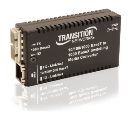 Transition Networks M/GE-PSW-LX-01 network media converter 1000 Mbit/s 1310 nm Single-mode Black1