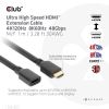 CLUB3D Ultra High Speed HDMI Extension Cable 4K120Hz 8K60Hz 48Gbps M/F 1 m / 3.28 ft 30AWG2