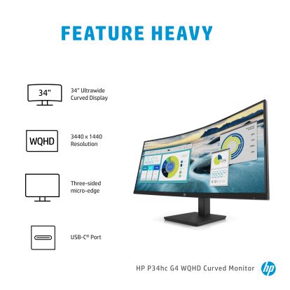 HP P34hc G4 34" 3440 x 1440 pixels Quad HD LED Black1