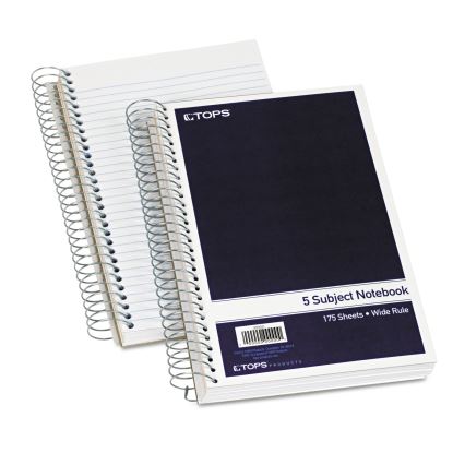 Wirebound Five-Subject Notebook, Wide/Legal Rule, Navy Cover, 9.5 x 6, 175 Sheets1