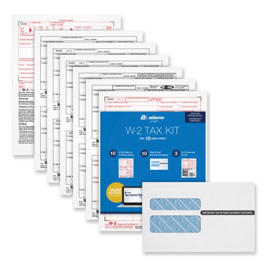 6-Part W-2 Online Tax Kit, Fiscal Year: 2022, Six-Part Carbonless, 8 x 5.5, 2 Forms/Sheet, 10 Forms Total1