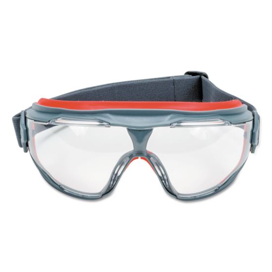 GoggleGear 500Series Safety Goggles, Anti-Fog, Red/Gray Frame, Clear Lens,10/Ctn1