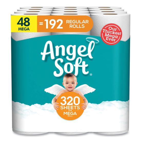 Mega Toilet Paper, Septic Safe, 2-Ply, White, 320 Sheets/Roll, 48 Rolls/Pack1