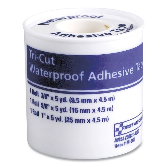 Tri-Cut Waterproof-Adhesive Medical Tape with Dispenser, Tri-Cut Width (0.38", 0.63", 1"), 5 yds Long1