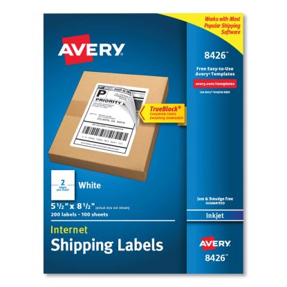 Shipping Labels with TrueBlock Technology, Inkjet Printers, 5.5 x 8.5, White, 2 Labels/Sheet, 100 Sheets/Pack, 2 Packs1