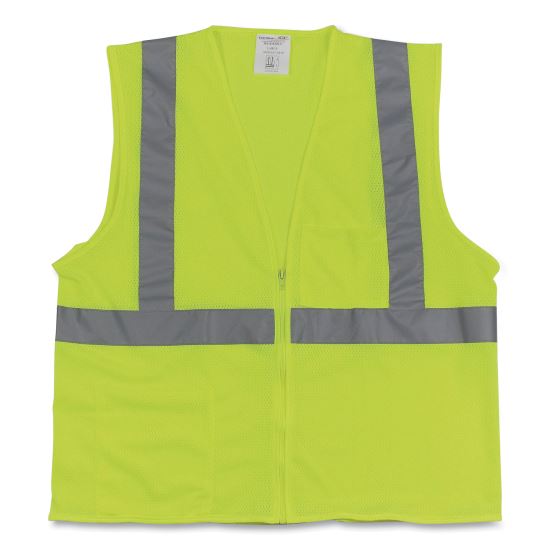 ANSI Class 2 Two-Pocket Zipper Mesh Safety Vest, X-Large, Hi-Viz Lime Yellow1