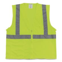 ANSI Class 2 Two-Pocket Zipper Mesh Safety Vest, Large, Hi-Viz Lime Yellow1