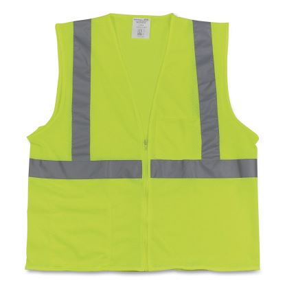 ANSI Class 2 Two-Pocket Zipper Mesh Safety Vest, Large, Hi-Viz Lime Yellow1